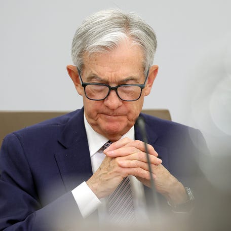 WASHINGTON, DC - MARCH 19: Federal Reserve Chair Jerome Powell participates in a board meeting at the Federal Reserve on March 19, 2026 in Washington, DC. The board met to meet to discuss a proposal to loosen capital requirements for large and regional banks, scaling back stricter regulations. (Photo by Kevin Dietsch/Getty Images)