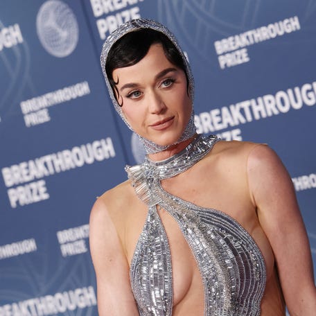 Katy Perry attends the Breakthrough Prize ceremony at Barker Hangar in Santa Monica, California, on April 5, 2025.