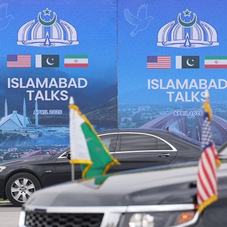 A Pakistani official stands during the arrival of the U.S. Vice President JD Vance for talks with Iranian officials in Islamabad, Pakistan, Saturday, April 11, 2026.
