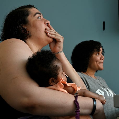 Beryl's House in Worcester clients Haylea Fuller, left, and Jessica Morasse,.