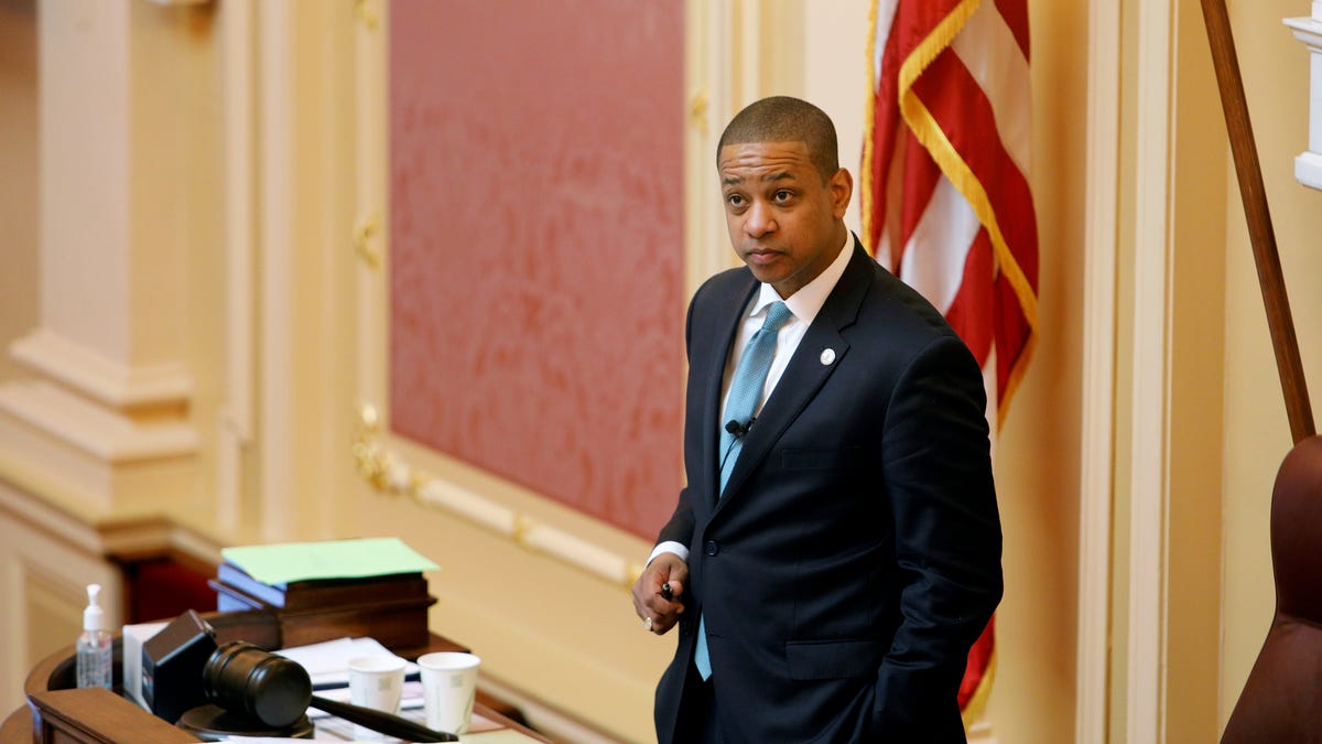 Virginia Lieutenant Governor Justin Fairfax presides over the state's senate in Richmond, Virginia, U.S., February 11, 2019. REUTERS/Jonathan Drake