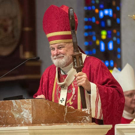 Miami Archbishop Thomas Wenski speaks at the 50th annual Red Mass at the Co-Cathedral of St. Thomas More with many members of Floridaâ€™s executive branch, legislators, attorneys, state agency officials and community members in attendance Wednesday, March 19, 2025.