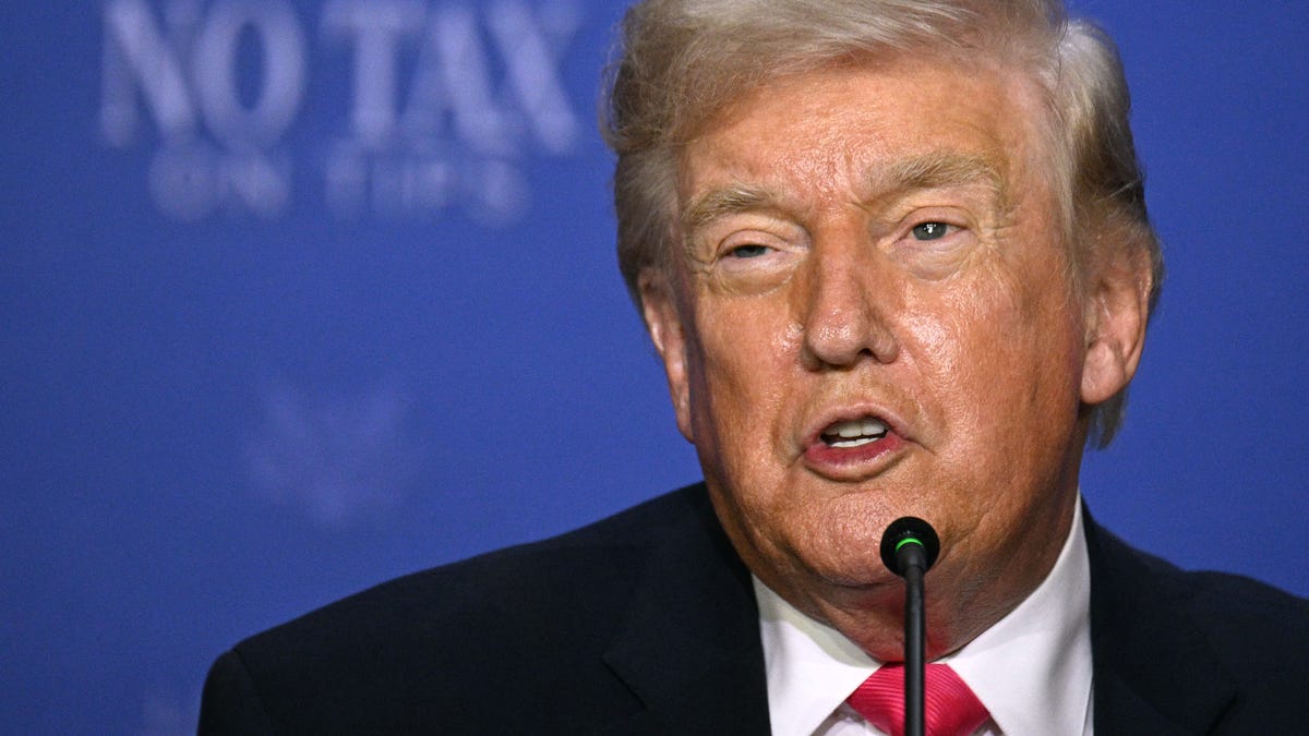 President Donald Trump speaks during a roundtable discussion on his "no tax on tips" policy at the AC Hotel Las Vegas Symphony Park in Las Vegas, Nevada, on April 16, 2026.