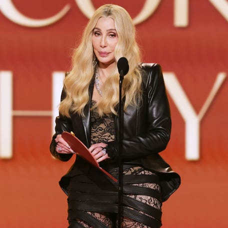 Cher speaks onstage during the 68th annual Grammy Awards at Crypto.com Arena in Los Angeles on Feb. 1, 2026.