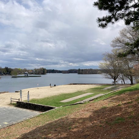 The quiet beach at Lake Park on Monday, April 20.