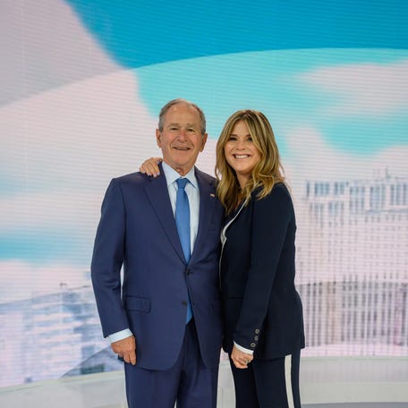 Jenna Bush Hager and George W. Bush on the Today show on April 20, 2021.