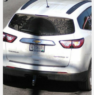 The vehicle used by Lacey Nicole Cushman, 37, wanted for reportedly shooting a law enforcement officer in South Carolina. She was captured just before midnight on April 20, 2026, the South Carolina Law Enforcement Division said.