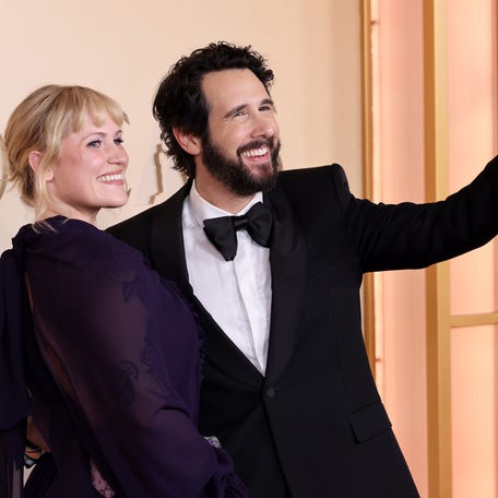 Natalie McQueen and Josh Groban attend the 98th Oscars at Dolby Theatre on March 15, 2026, in Hollywood.
