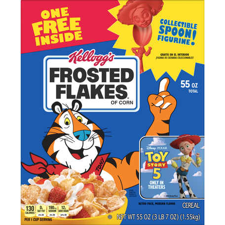 In conjunction with the release of "Toy Story 5," Kellogg's is releasing toys, playable spoons and trading cards inspired by the franchise in select cereal boxes starting April 26, 2026