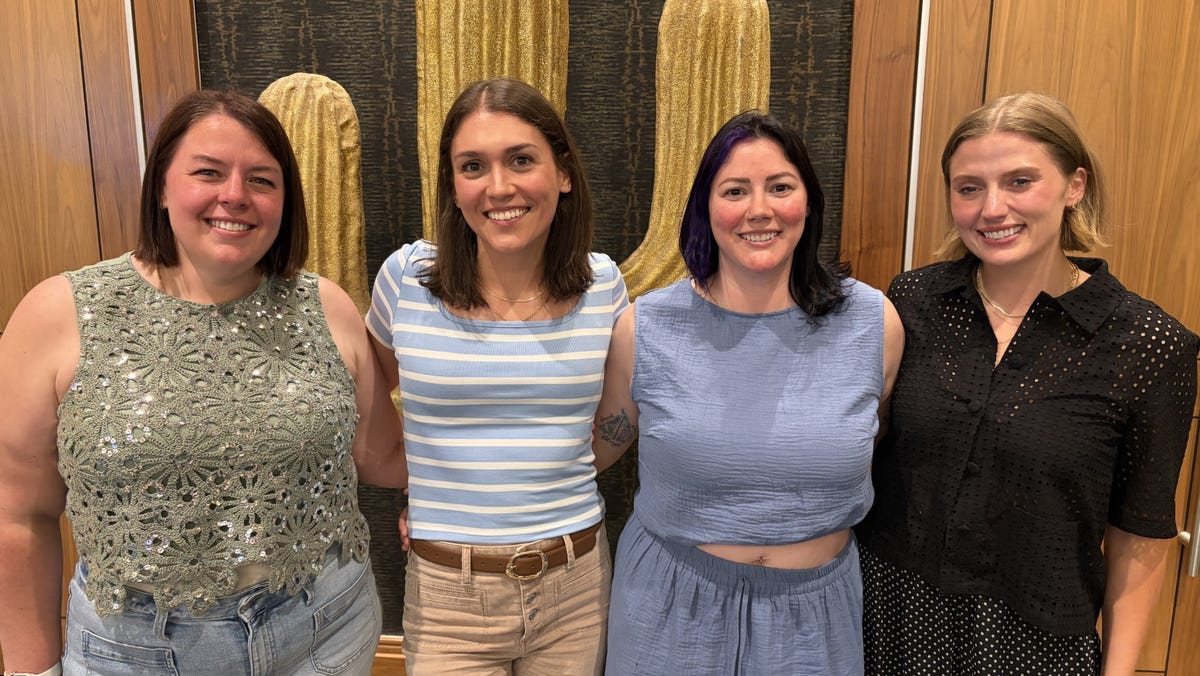 Content creators (L-R) Kelsey Pomeroy, Ceci Kane, Emily Feret and Annalee Grace have become friends offline, too. Kane was laid off from the corporate world last year, but remains the main breadwinner for her family now as a content creator.