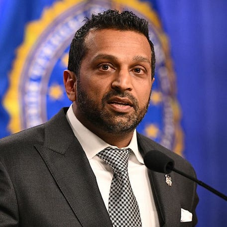 FBI Director Kash Patel addresses reporters at the Department of Justice in Washington, DC, on April 21, 2026.