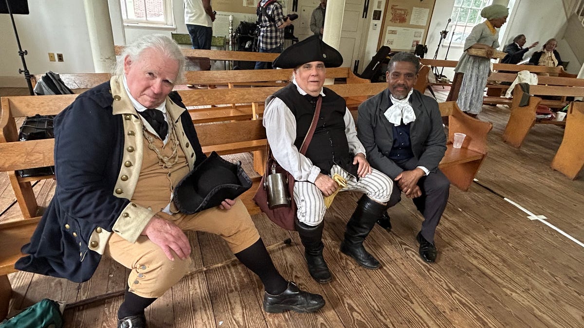 David Scott Taylor (left to right), Coe Kummer and Keith Henley historic reenactors