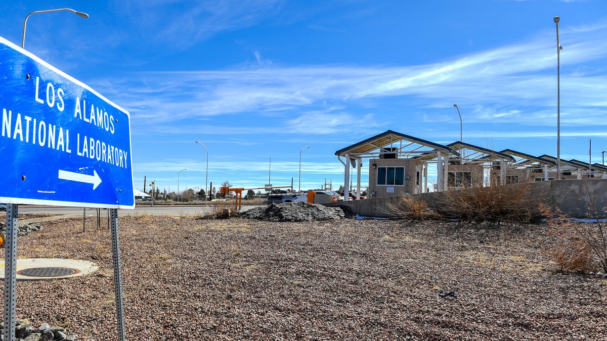 View of the entrance of Los Alamos National Lab: National Security Science in Los Alamos, New Mexico, on Feb. 20, 2024.