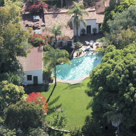 A 2002 aerial view of the house where actress Marilyn Monroe died in Brentwood, a Los Angeles neighborhood, on Aug. 5, 1962.