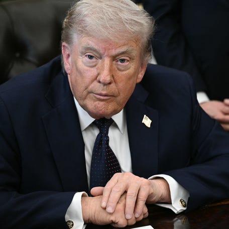 President Donald Trump at a White House meeting in Washington, DC, on April 23, 2026.