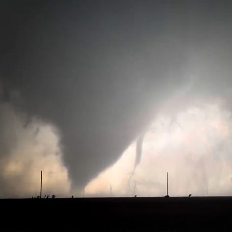 Powerful tornadoes injured 10 people and damaged homes as severe storms hit Enid and Braman, Oklahoma.