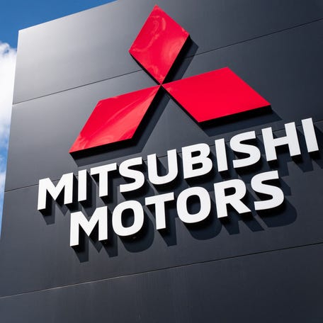 Mitsubishi signage at City Auto Mitsubishi dealership in Murfreesboro, Tennessee, U.S., March 31, 2026.