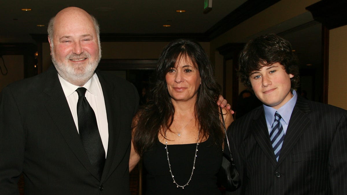 Rob Reiner, from left, wife Michele and son Jake arrive at the 59th annual Directors Guild of America Awards at the Hyatt Regency Century Plaza in Los Angeles on Feb. 3, 2007.