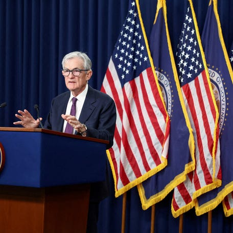 FILE PHOTO: U.S. Federal Reserve Chair Jerome Powell holds a press conference following a two-day meeting of the Federal Open Market Committee (FOMC), at the Federal Reserve in Washington, D.C., U.S., March 18, 2026. REUTERS/Kevin Lamarque/File Photo