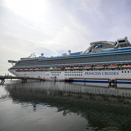 This image shows the Sapphire Princess cruise ship at the Marina Pez Vela Cruise Terminal in Puerto San Jose, Guatemala on October 5, 2024.