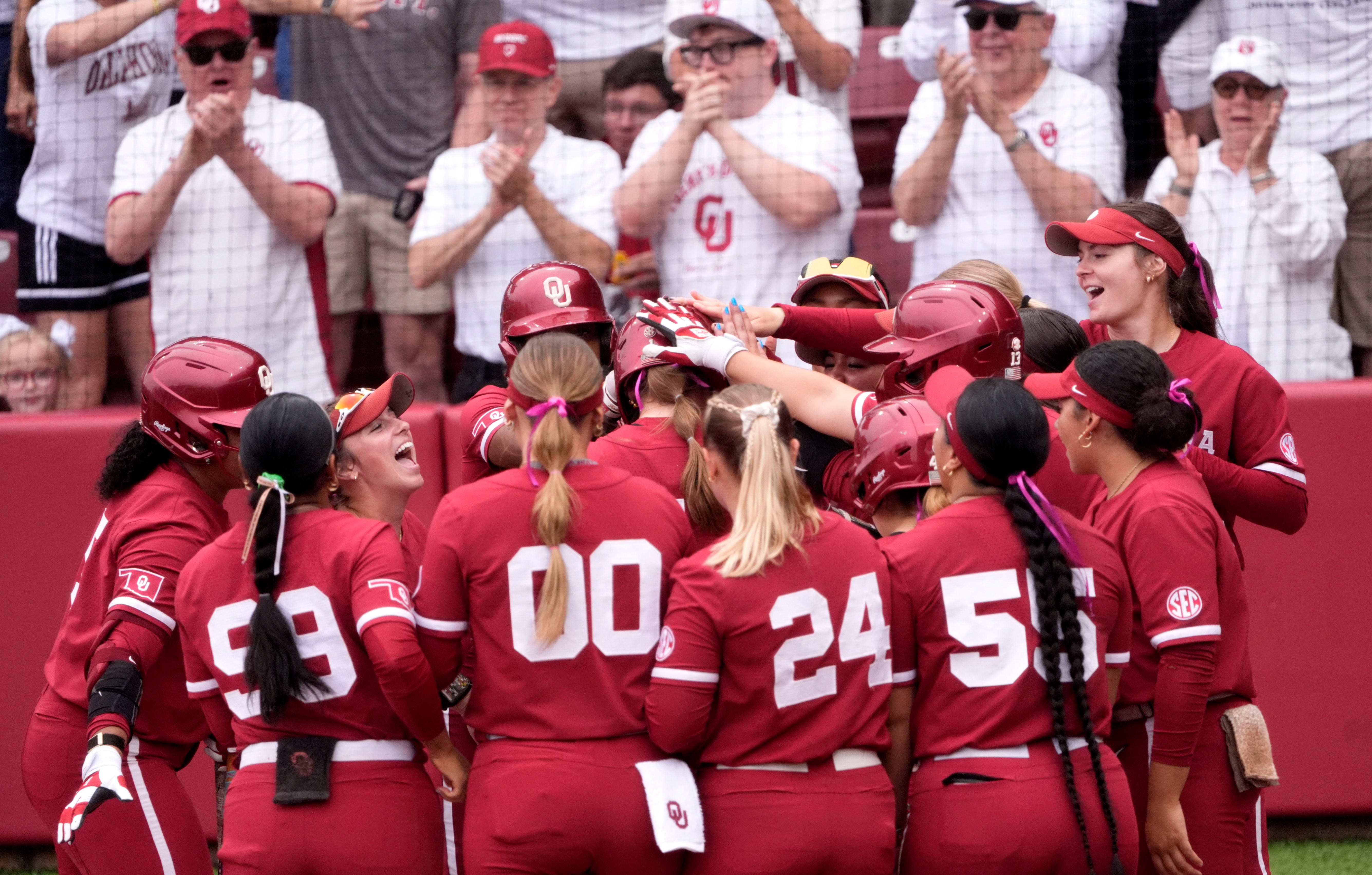 Oklahoma and Texas A&M's softball game was suspended on Thursday, April 30, due to inclement weather. Here's a look at the forecast for the weekend: