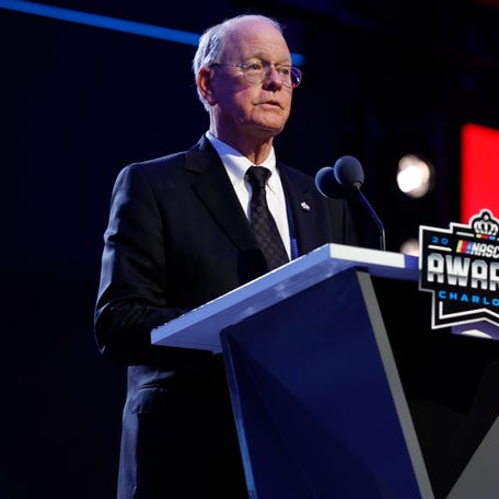 NASCAR Chairman Jim France speaks during the NASCAR Awards and Champion Celebration at the Charlotte Convention Center on Nov. 22, 2024.