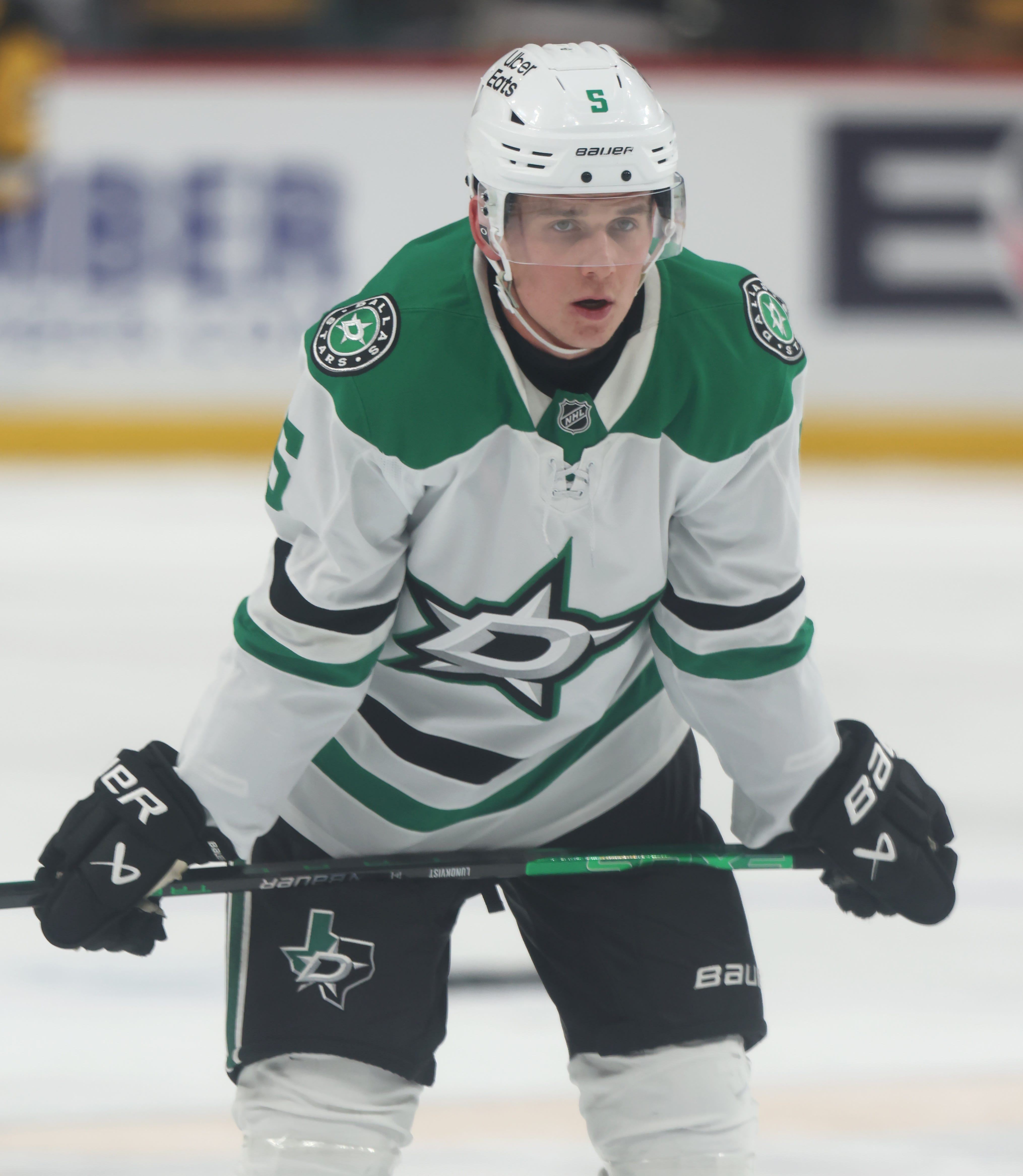 Dallas Stars defenseman Nils Lundkvist left Saturday's game in the second period when he was hit in the face by a skate.