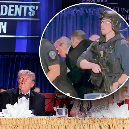 President Donald Trump was attending the White House Correspondents' Association dinner when a gunman disrupts the event in Washington, DC, on April 25, 2026.