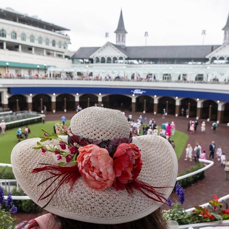 An overview of the recently renovated paddock area at Churchill Downs.