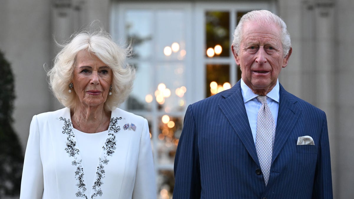 King Charles III and Queen Camilla attend a garden party at the British Embassy on day one of their State Visit to the United States of America, on April 27, 2026 in Washington, DC.