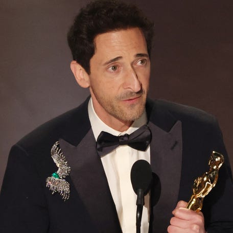 Adrien Brody wins the Oscar for Best Actor for "The Brutalist" during the Oscars show at the 97th Academy Awards in Hollywood, Los Angeles, California, U.S., March 2, 2025. REUTERS/Carlos Barria