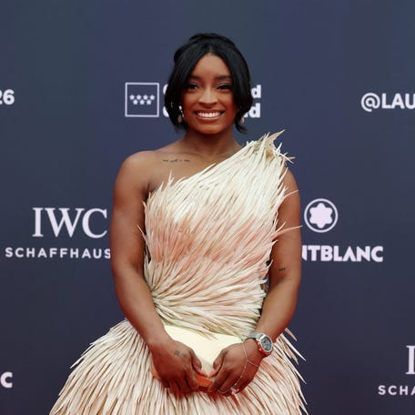 Simone Biles attends the Laureus World Sports Awards in Madrid, Spain, on April 20, 2026.
