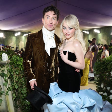Barry Keoghan and Sabrina Carpenter attend The 2024 Met Gala Celebrating "Sleeping Beauties: Reawakening Fashion" at The Metropolitan Museum of Art on May 06, 2024 in New York City.