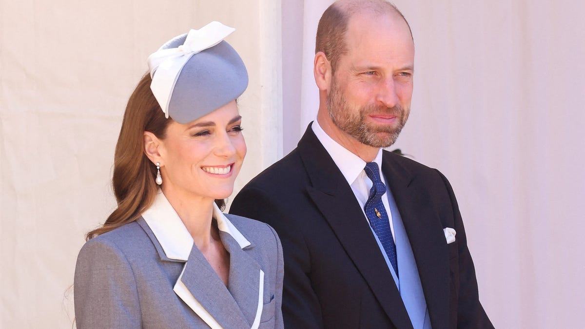 Princess Kate and Prince William attend a ceremonial welcome at Windsor Castle on the first day of state visit by the president of the Federal Republic of Nigeria on March 18, 2026, in Windsor, England.