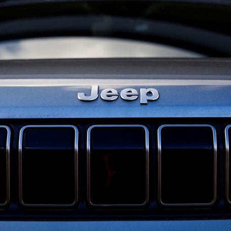 A logo of Jeep is seen outside a car dealer in Nijmegen, Netherlands February 26, 2025.