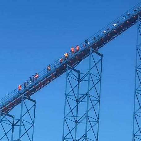 Riders were escorted off Superman The Ride after it unexpectedly stopped at Six Flags New England on April 24, 2026.