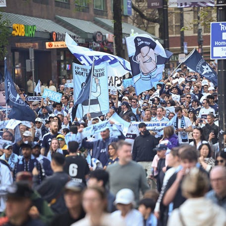 Apr 25, 2026; Vancouver, British Columbia, CAN; Vancouver Whitecaps FC fans gather for a Save the Caps rally prior to the game against the Colorado Rapids at BC Place.