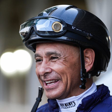 Veteran jockey and two-time Kentucky Derby winner Mike Smith will pilot 2026 Kentucky Derby hopeful So Happy. April 24, 2026.