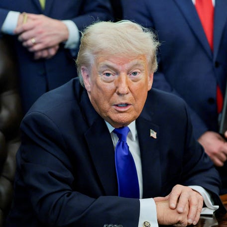 U.S. President Donald Trump takes questions from the media after signing an executive order in the Oval Office at the White House in Washington, D.C., U.S., April 30, 2026.