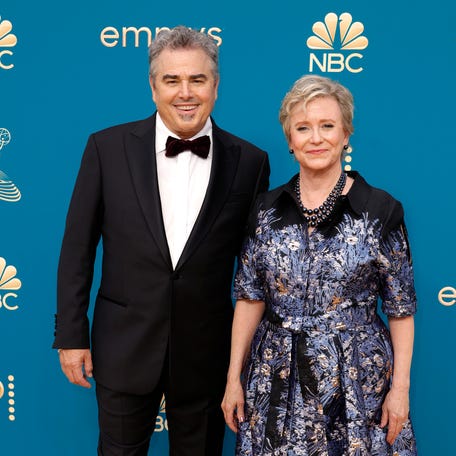 Christopher Knight and Eve Plumb attend the 74th Primetime Emmys at Microsoft Theater on Sept. 12, 2022, in Los Angeles.