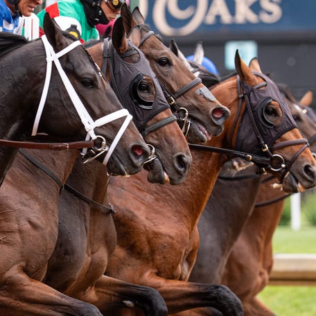 Horses break from the starting gate in the first race of the day at the 152nd Kentucky Derby at Churchill Downs on May 2, 2026.