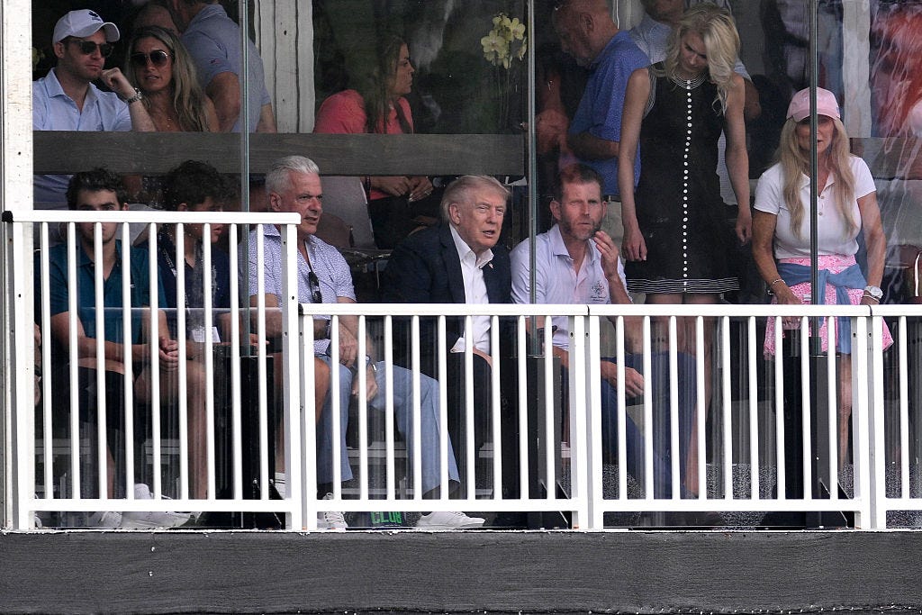 Which Trump family members attended today's PGA Cadillac Championship?