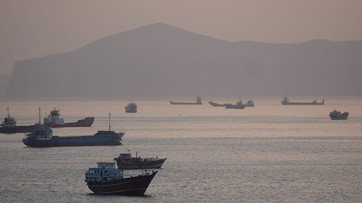 Ships and boats in the Strait of Hormuz, Musandam, Oman, May 1, 2026.