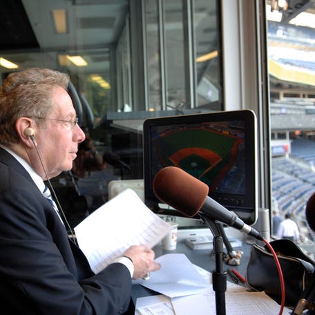 John Sterling, the voice of the Yankees on radio, on Aug. 17, 2012 at Yankee Stadium.