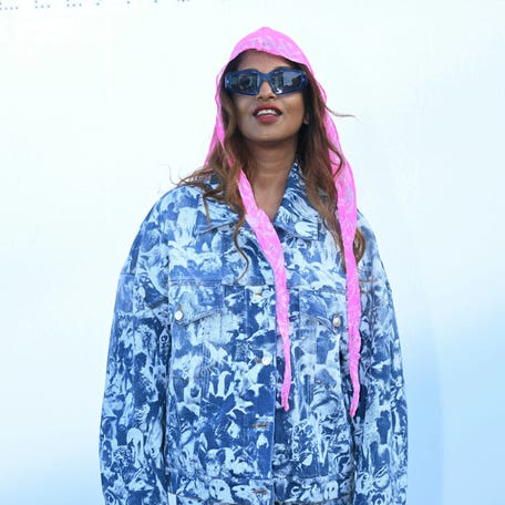 British rapper Mathangi "Maya" Arulpragasam aka M.I.A. arrives for the presentation of creations by Stella McCartney for the Women Ready-to-wear Fall-Winter 2024/2025 collection as part of the Paris Fashion Week, in Paris on March 4, 2024.