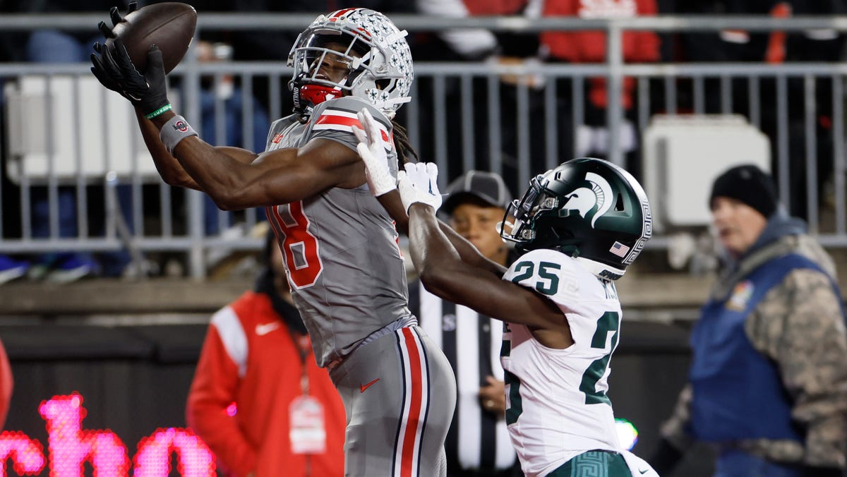 Marvin Harrison Jr. paces quick-strike Ohio State in 38-3 rout of Michigan State