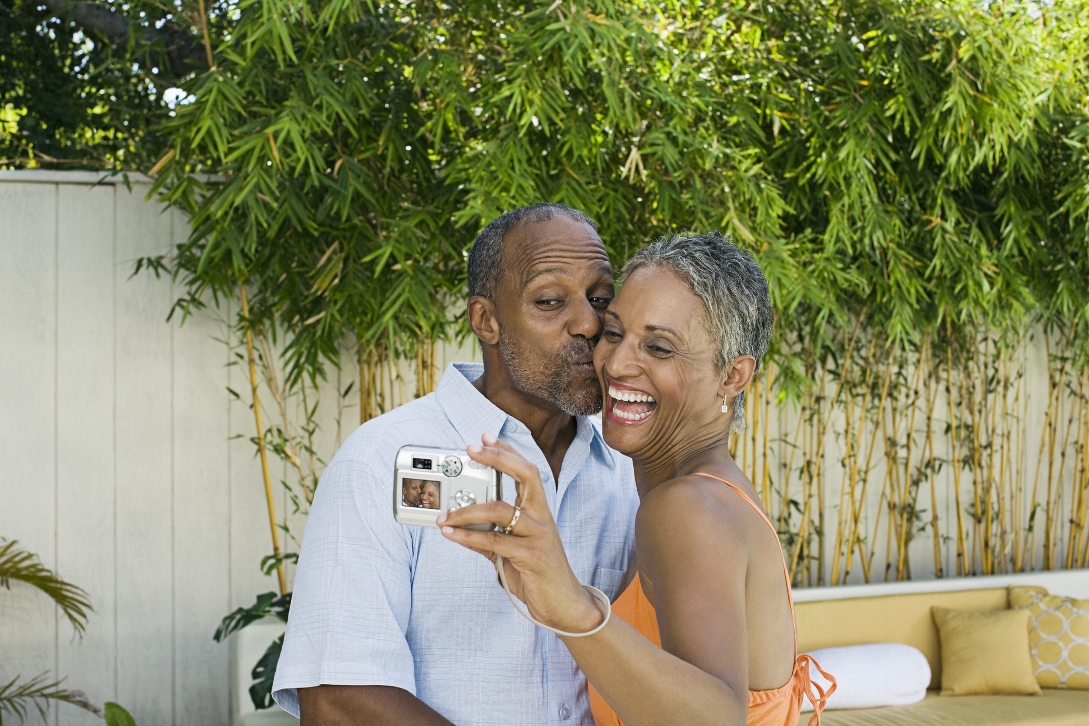 A couple taking a selfie.