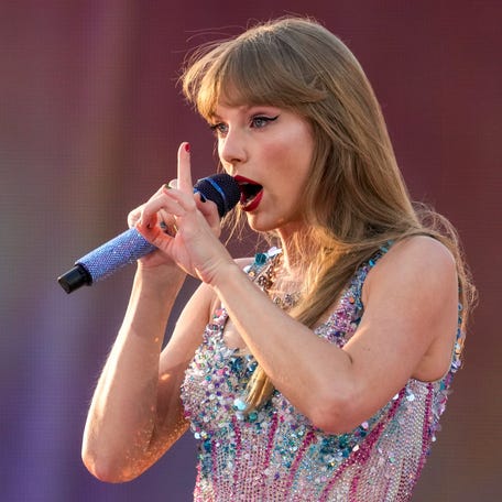 Taylor Swift performers during the first night of the Cincinnati stop of the Eras Tour at Paycor Stadium in downtown Cincinnati on Friday, June 30, 2023.