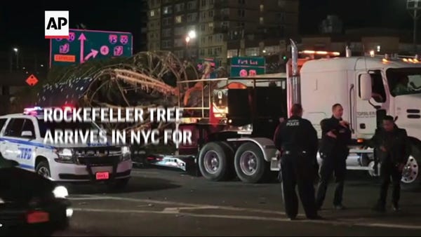 Rockefeller tree arrives in NYC for the holidays