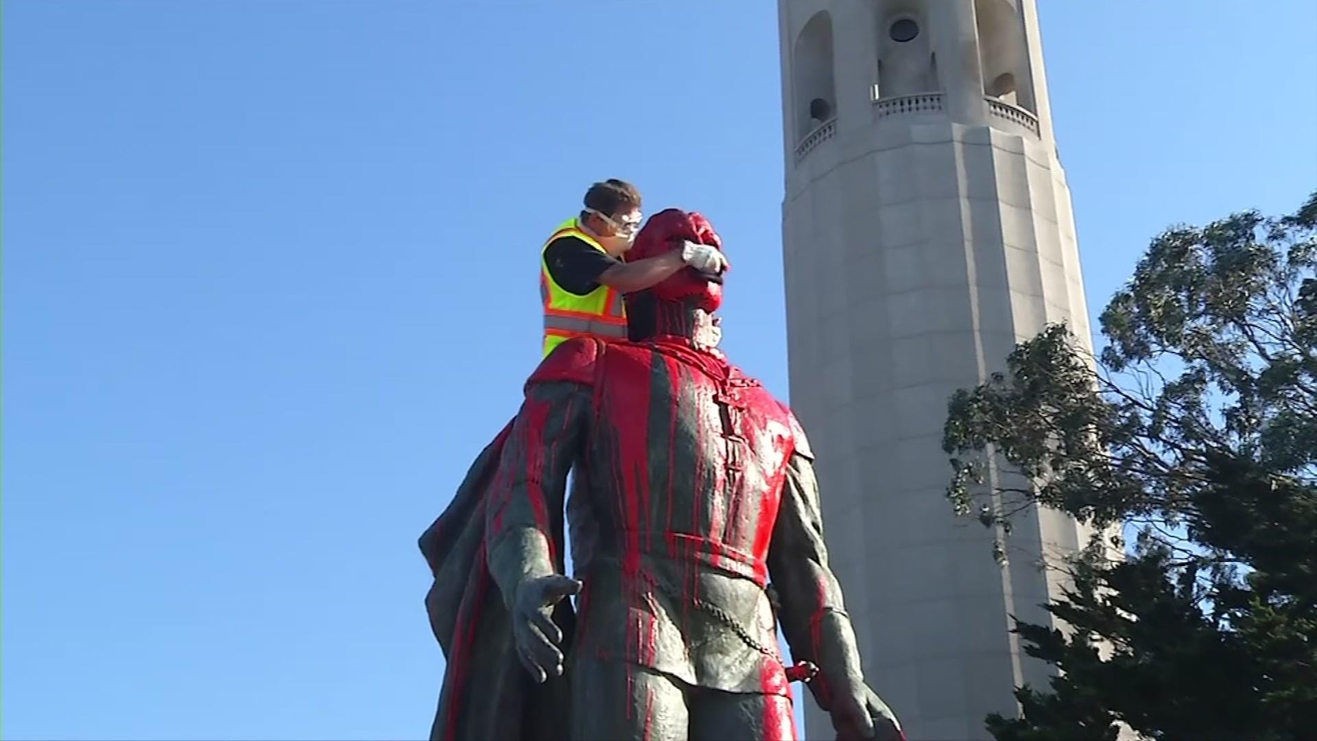 Columbus statue vandalized in San Francisco